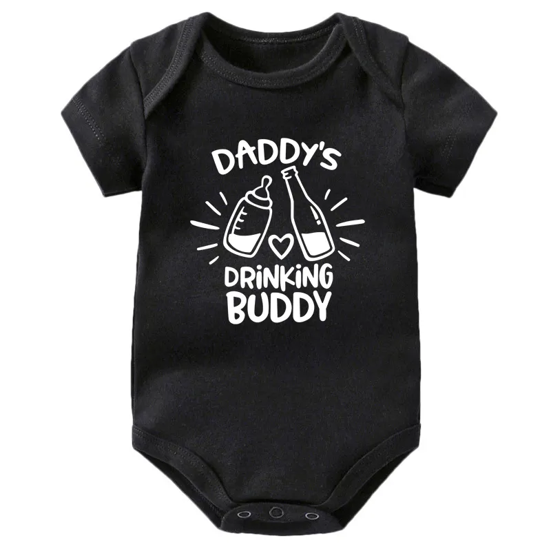 Cute And Funny Father And Son T Shirt Parent Child Top Short Sleeve - Romper Baby Black
