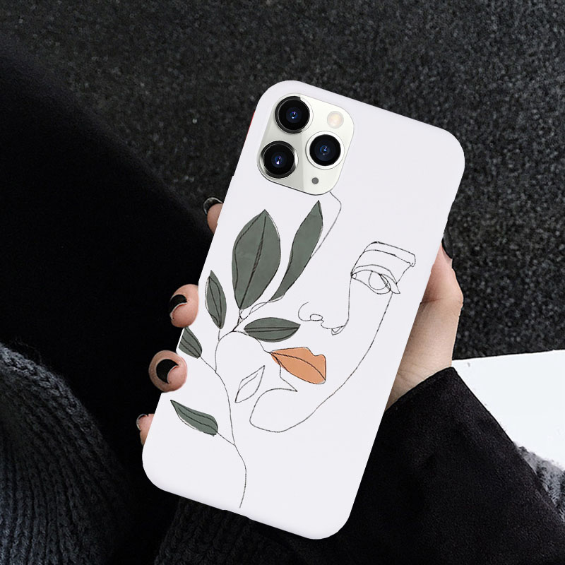 Compatible with Apple , Simple Line Face Phone Protective Cover Light - Image 3