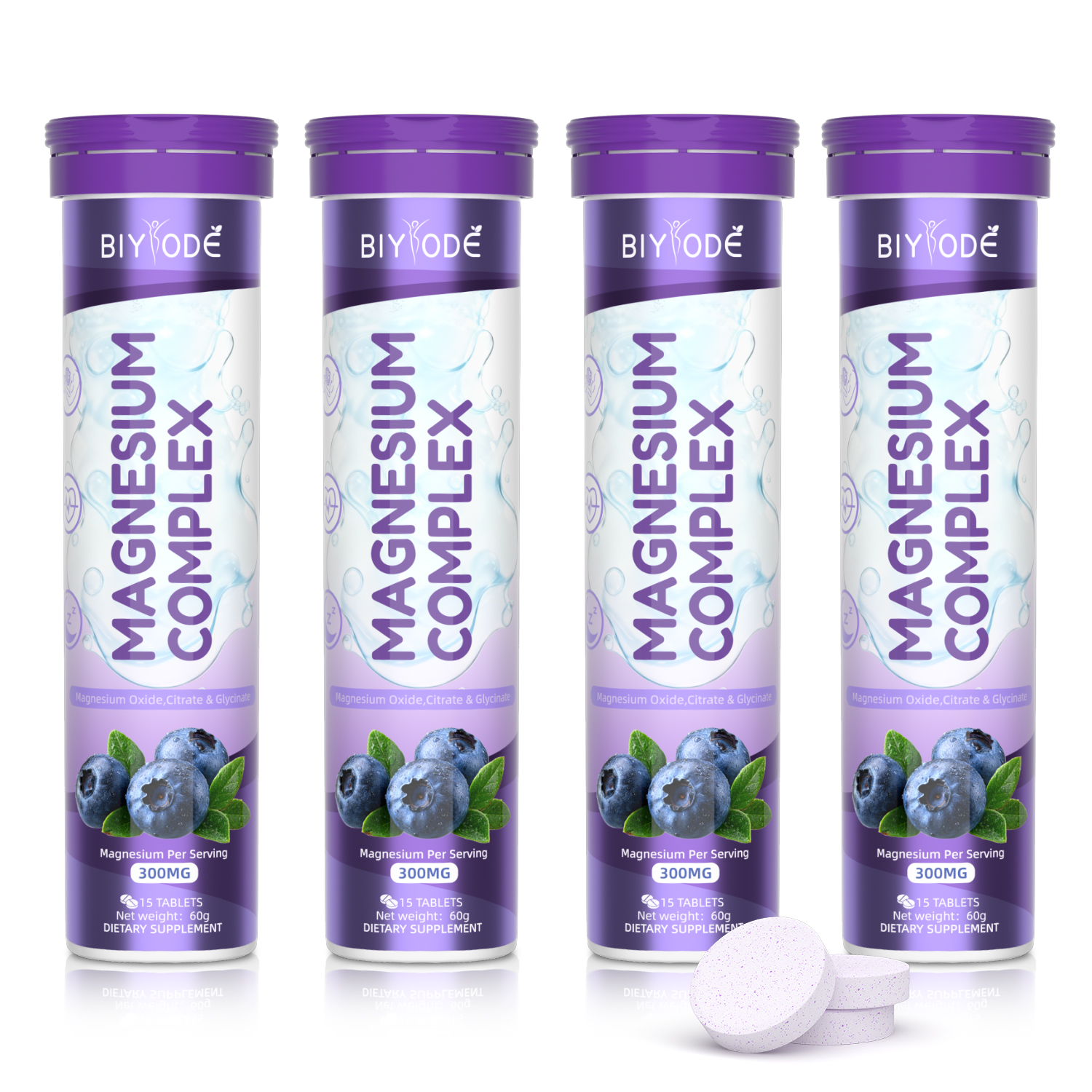 Custom Branding Service BIYODE Magnesium Complex Effervescent Tablets 300mg Portable Daily Magnesium Original - Shop at LoveMi