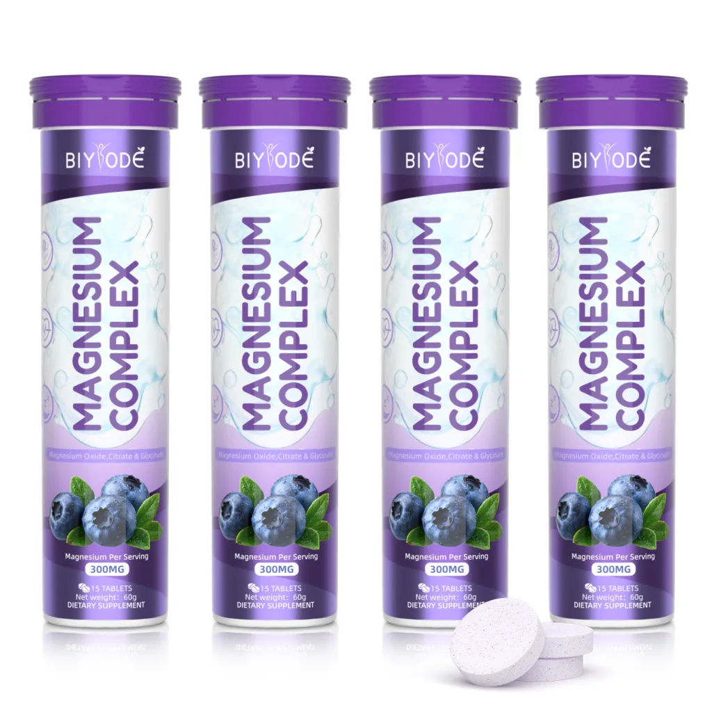 Custom Branding Service BIYODE Magnesium Complex Effervescent Tablets 300mg Portable Daily Magnesium - Original