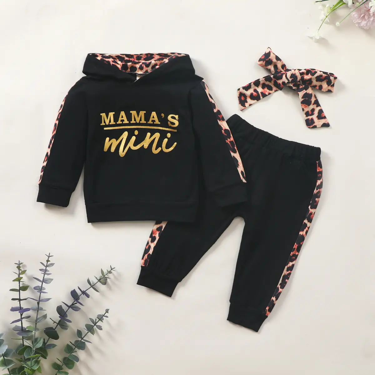 Children's Clothing Manufacturers Ins Wind Girls Suit Autumn Mini Sweater Sports Leopard Suit