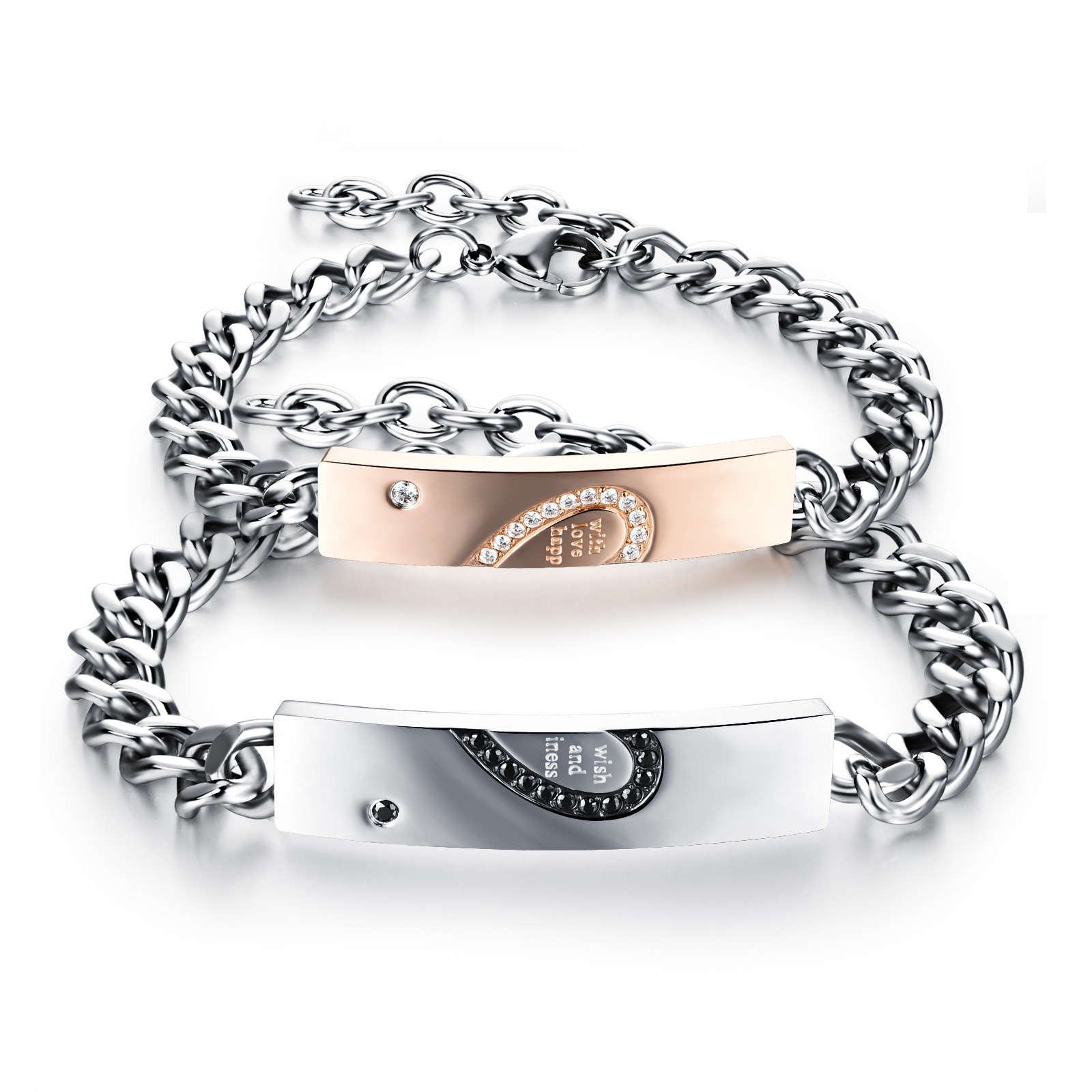 Title 2, Titanium stalen puzzel liefdespaar armband