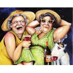 Full Circle And Square Embroidered Fat Old Lady And Cat Diamond Painting - Square - View 1