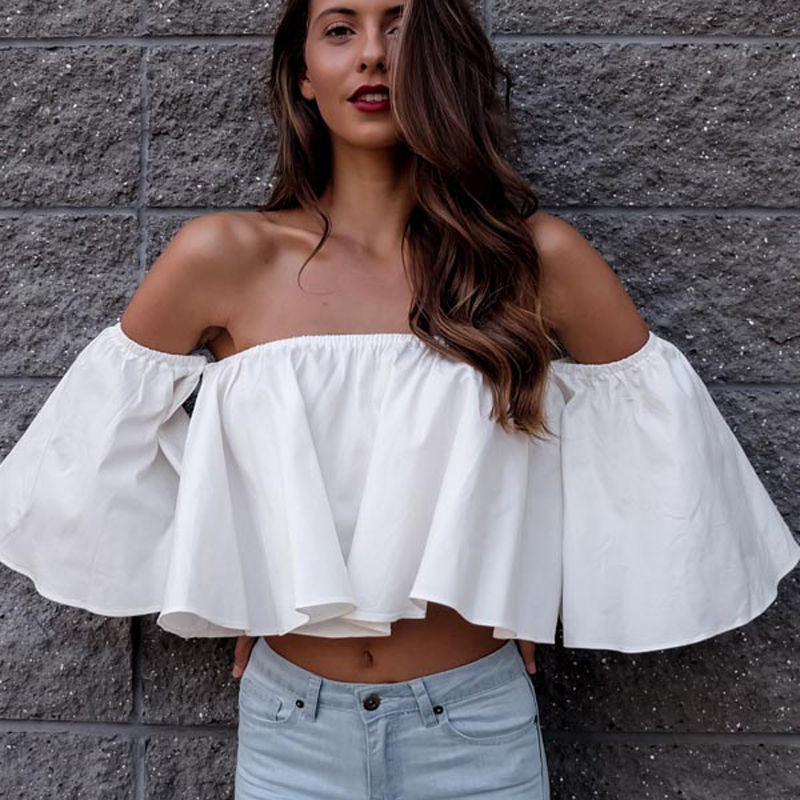 Women's Solid Color Off-shoulder Top