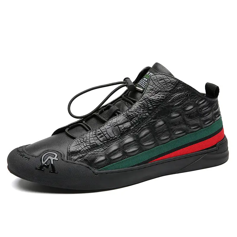 Men's Trendy Leather High Top Shoes Net Red Shoes