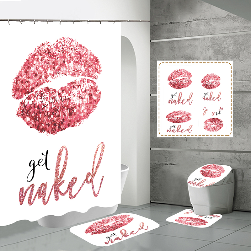 Shower Curtain 4-piece Set, Shower Curtain, Mat 3-piece Set 4