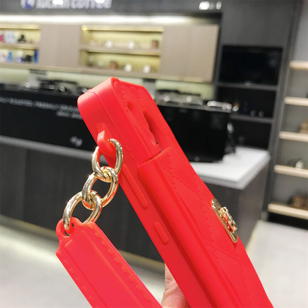 Fashionable Diagonal Chain Lanyard Silicone Phone Case - Image 10