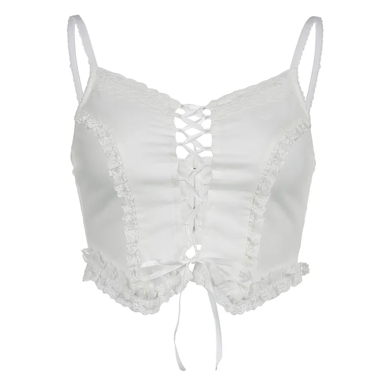 New American Pure Desire Irregular Strap Tank Top For Women - White