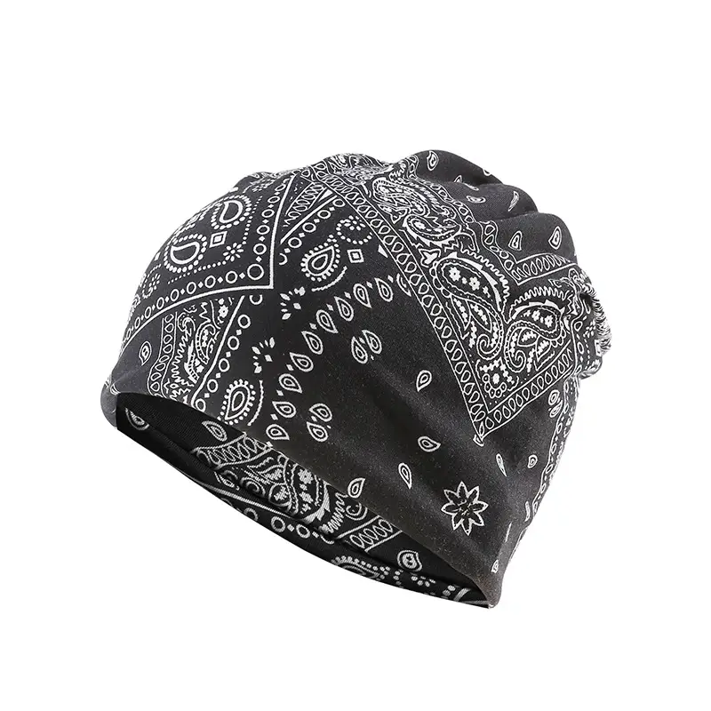 Autumn And Winter Windproof Earmuff Head Hat Cashew Flower Print Pile Hat Men And Women