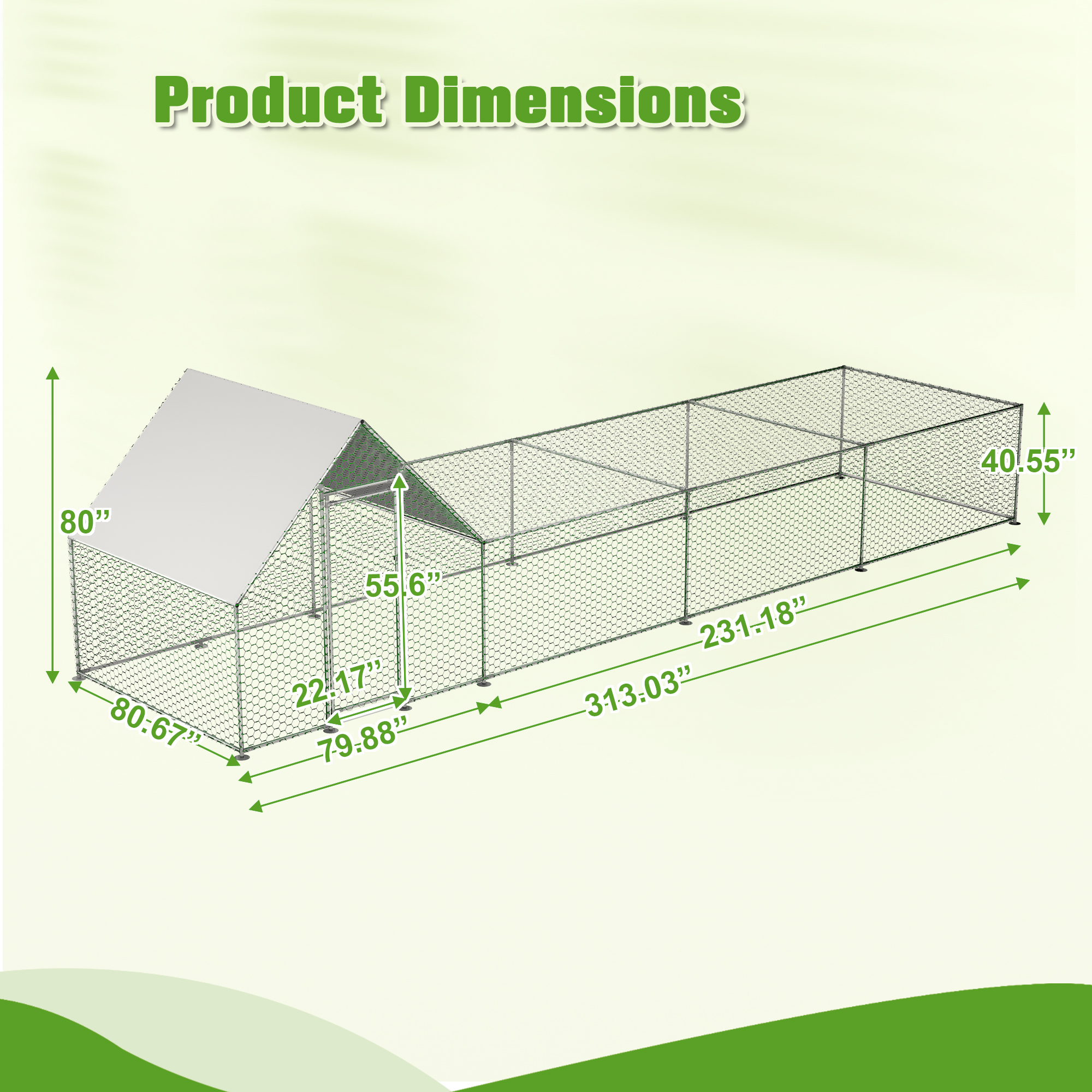 Metal Chicken Coop,Walk in Chicken Run,Poultry Chicken Hen Pen Cage,Rabbits Duck Cages,With Cover 26Lx7Wx7H Ft - Shop at LoveMi
