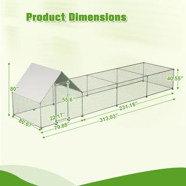 Metal Chicken Coop,Walk in Chicken Run,Poultry Chicken Hen Pen Cage,Rabbits Duck Cages,With Cover 26Lx7Wx7H Ft - Shop at LoveMi