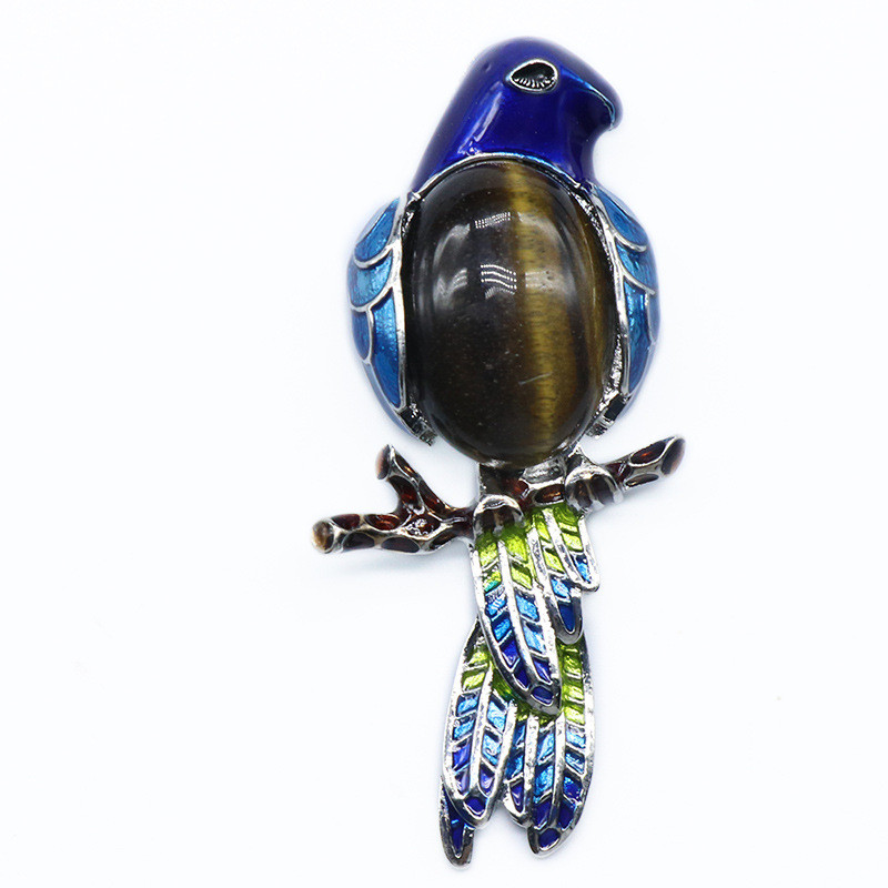Gem Brooch Pendant, Crystal Agate, Shell, Magpie Inlaid Gemstone Alloy Pendant, Brooch, Necklace — foto 14