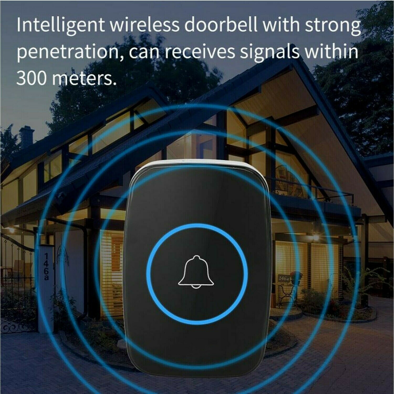 Wireless Doorbell Waterproof Range Door Bells Kit Cordless Plug-in Home Office