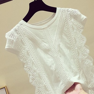 Title 2, Hollow Lace Ice Silk Cotton Short Sleeves