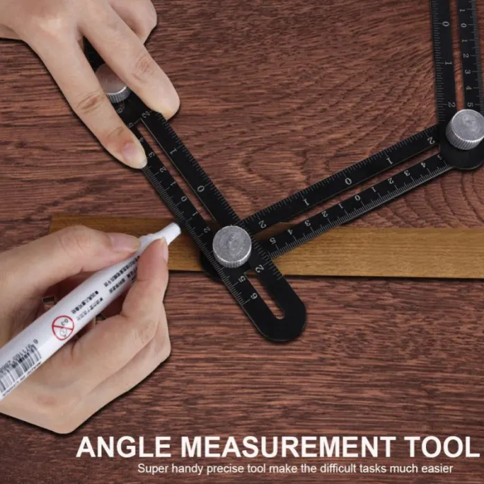 6-Fold Multi-Angle Measuring Ruler, Aluminum Template Tool for Tile, Flooring and Hole Layout - detail photo 1