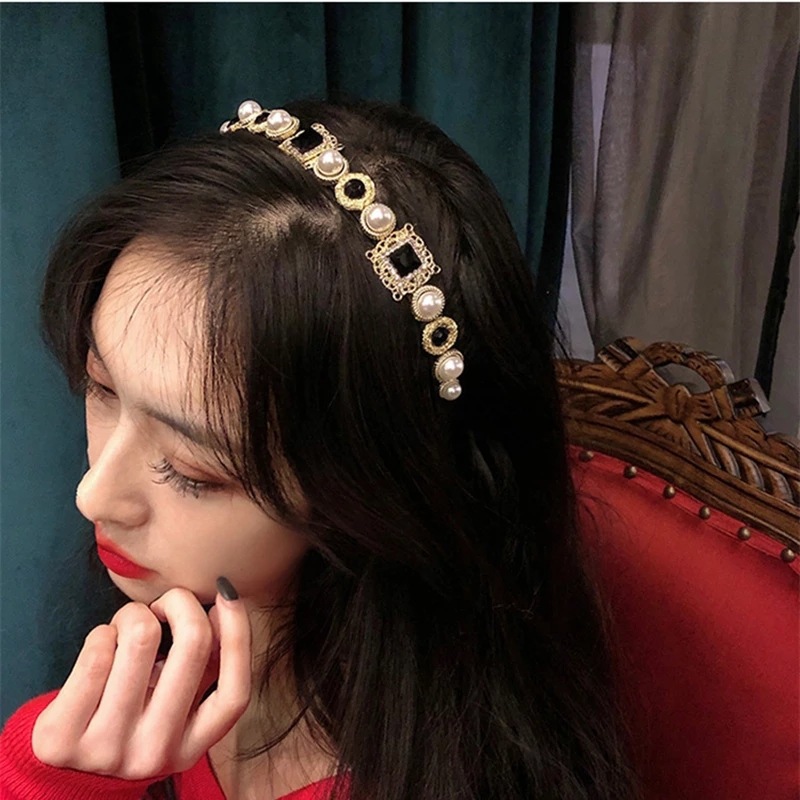 Baroque Vintage Palace Rhinestone Pearl Hair Accessories Metal Wild Out