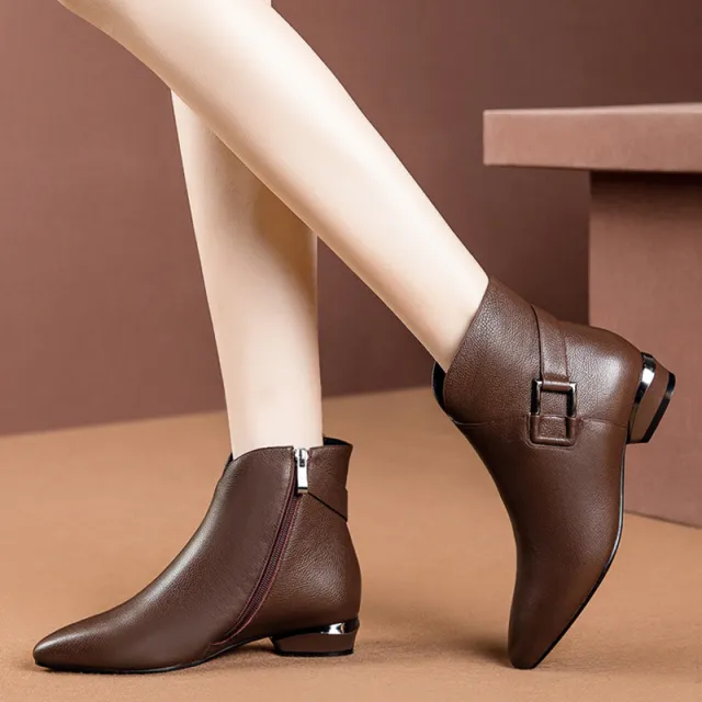 Low heel Short tube Ladies Fashion Boots Brown - Shop at LoveMi
