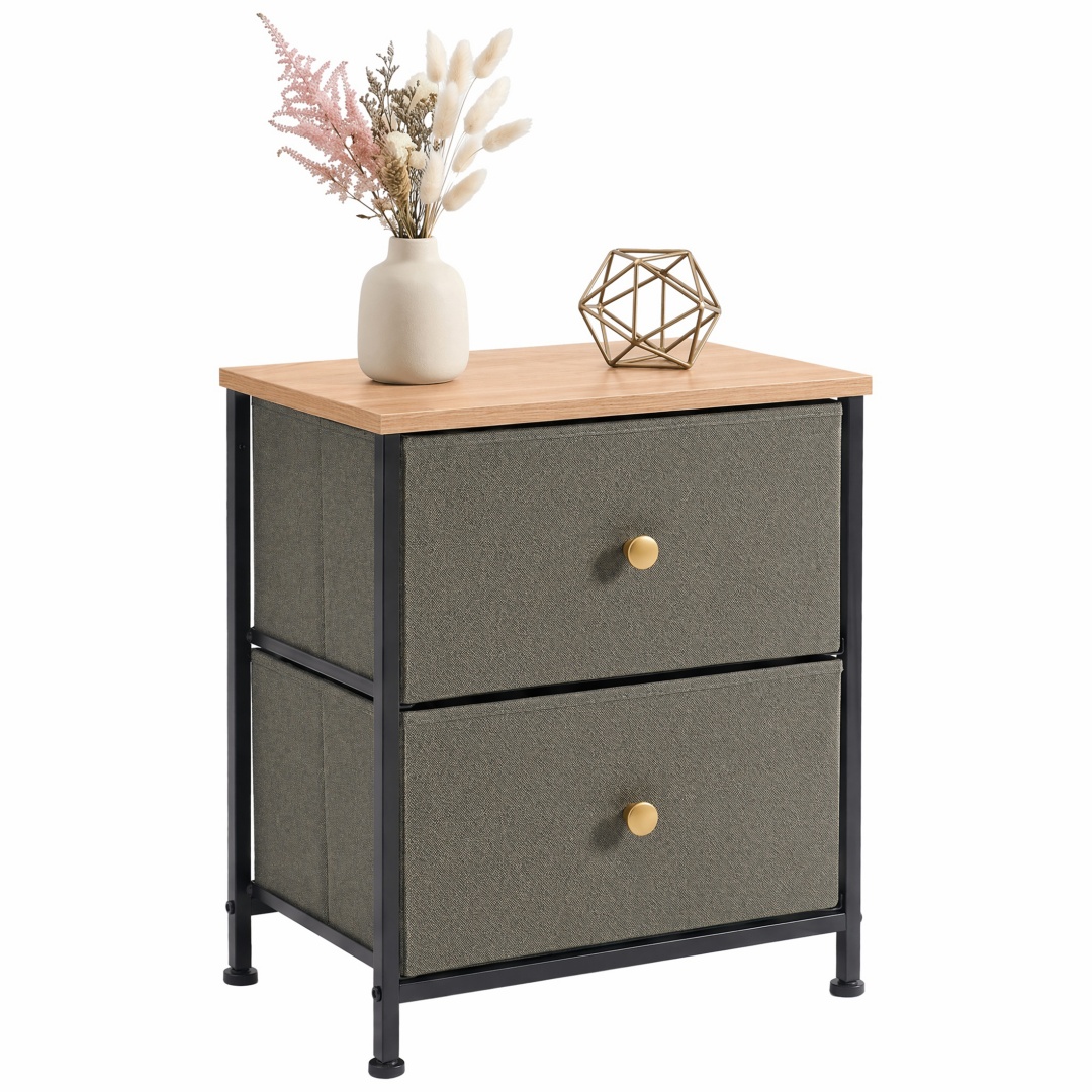 Double Drawer Bedside Table - Suitable For Bedrooms And Living Rooms, 20 Inches High — foto 6