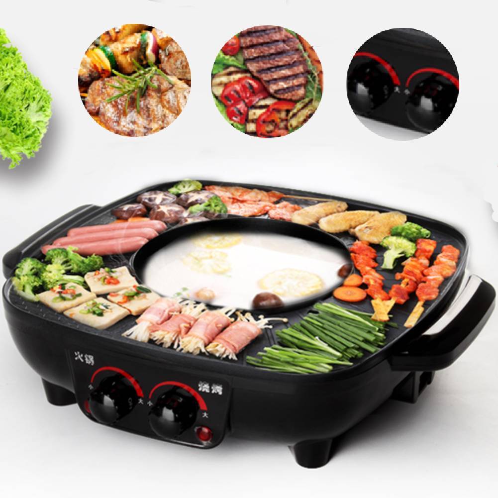 2 In 1 Electric Pot BBQ Grill, Non-Stick Smokeless Frying Pan With Adjustable — image 7