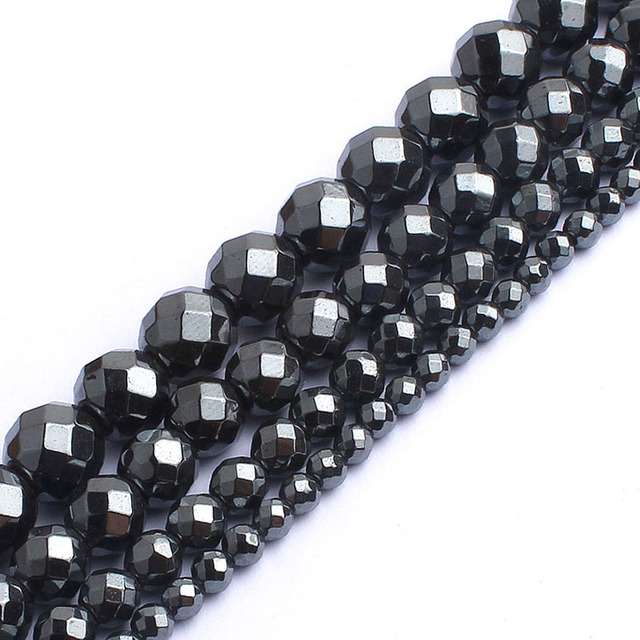 Title 23, Natural Black Hematite Stone Round Loose Spacer...