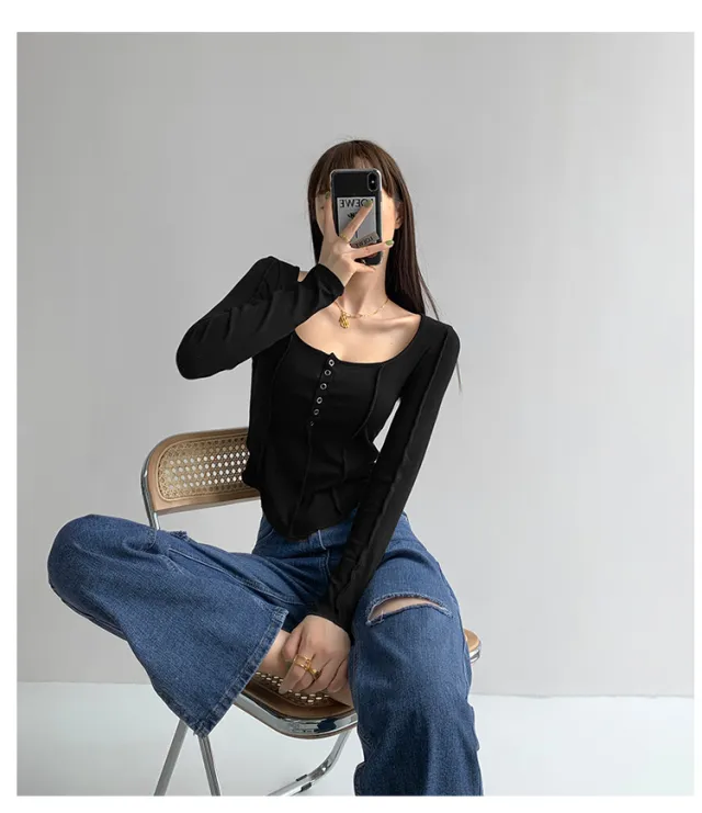 Street European And American Style Stitching Anti Line Single Breasted Black - Shop at LoveMi