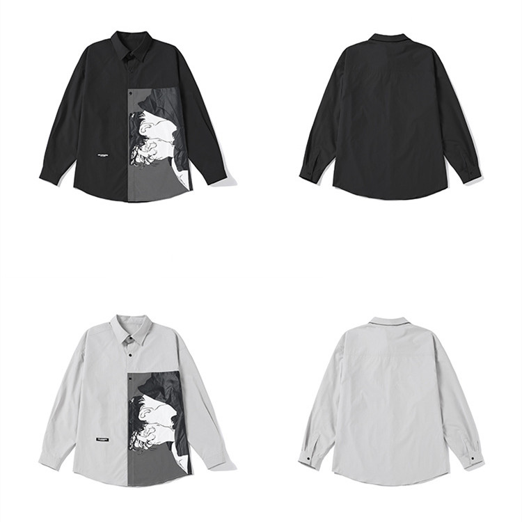 Large Printed Long Sleeved Shirt With White Background
