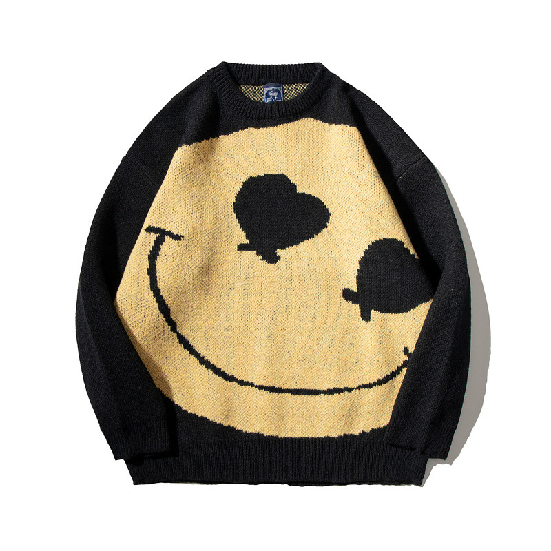 Loose Round Neck Long-sleeved Sweater With  Pattern