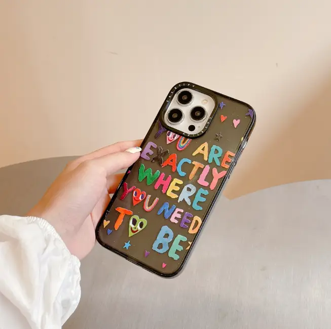 Phone Case Full-shell Photo Frame Glitter Love Label Drop-resistant Protective Cover