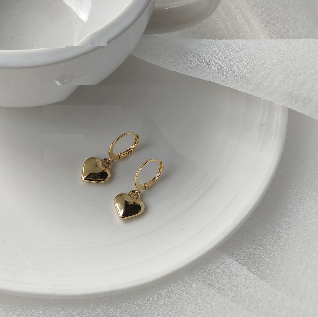 Women's Heart Plated 14K Real Gold Earrings