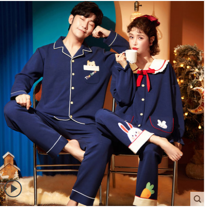 Title 2, Couple pajamas long sleeve pure cotton