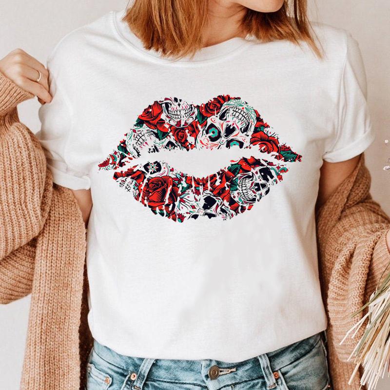 Title 18, Fashion Printing Creative Color Lip Print Short...