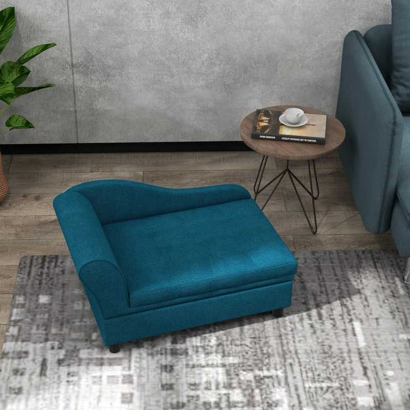 PawHut Pet Sofa Dog Sofa For Small Dogs With Storage, Dark Blue