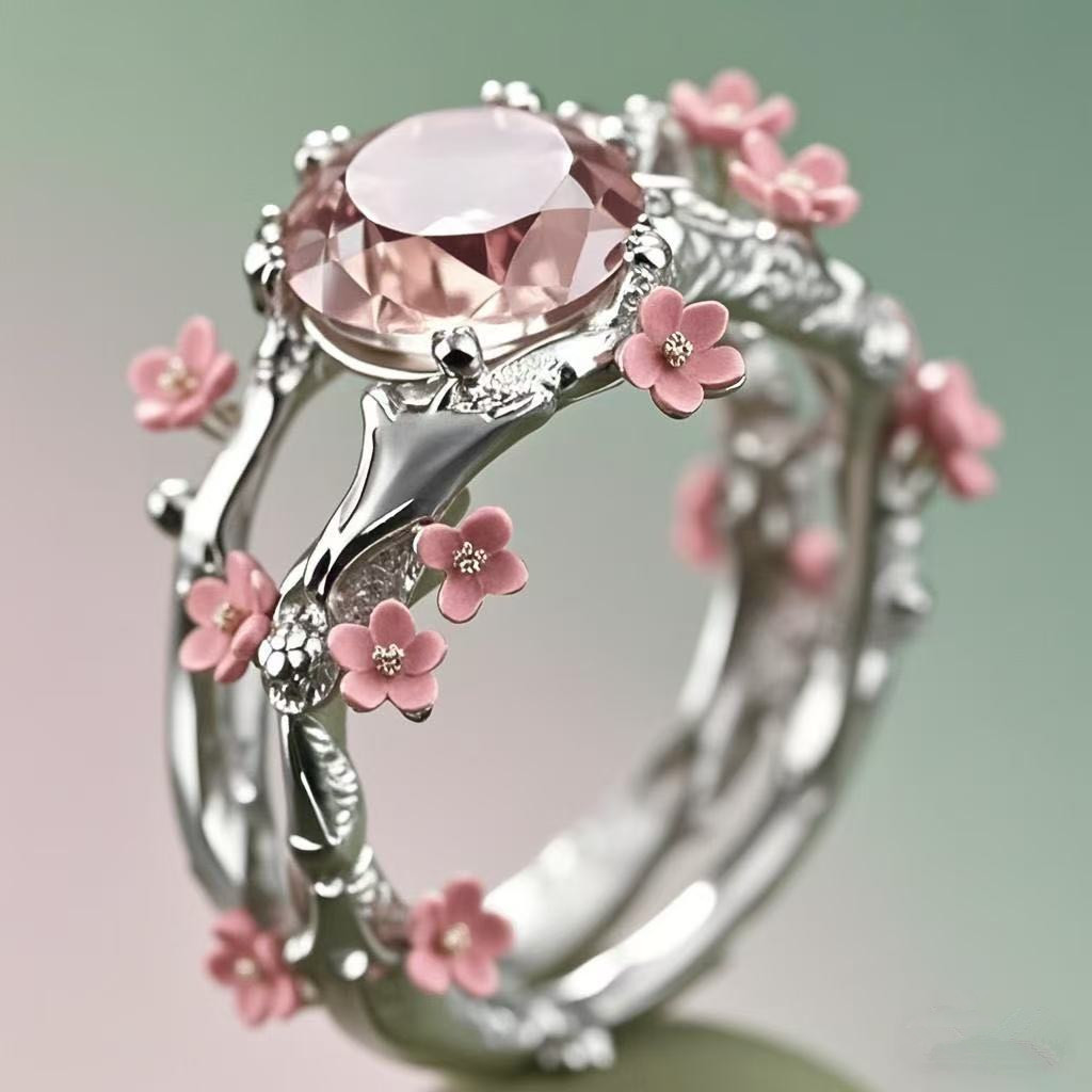 Style Flower Ring, Fashion Personalized Style Ladies Finger Ring thumbnail 2