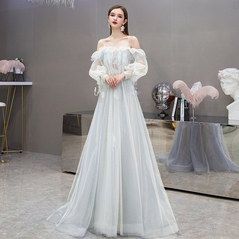 One-Shoulder Embroidered Long Evening Dress, picture 5 of 8