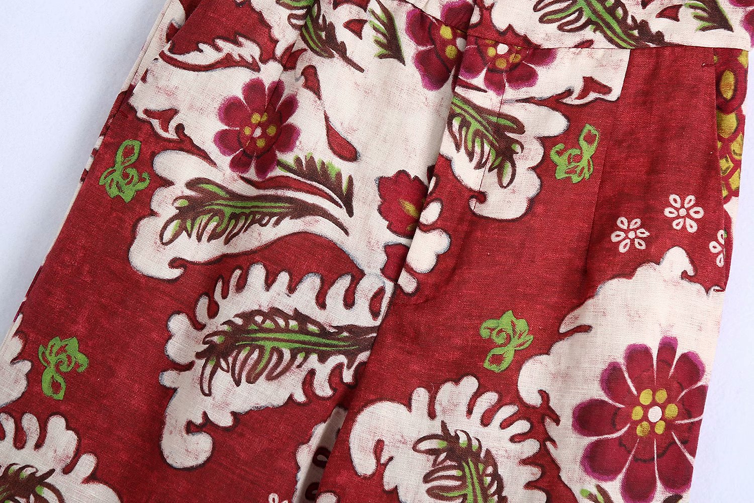 Women's New Fashion Retro Wide Leg Pants Printed Linen Pants