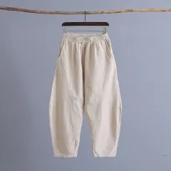 Articulated Women's Solid Zen Meditation Pants - Crude Hemp-L - View 1