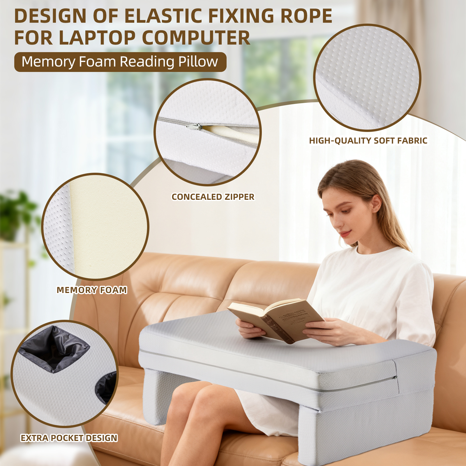 Stable Support Reading Pillow, Hand Support, Waist Support And Multiple Uses image 5