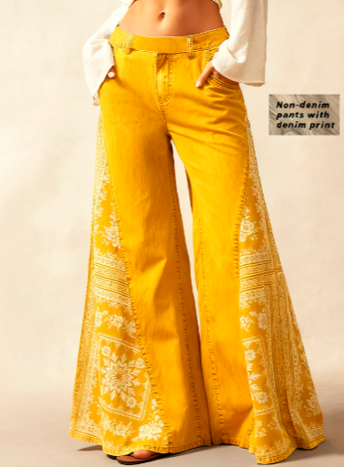 Bohemian Side Print Wide-Leg Pants