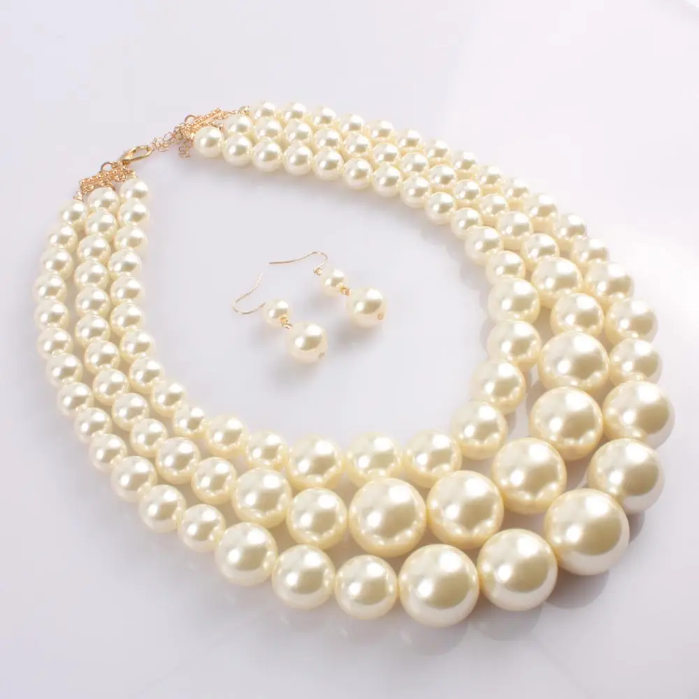 Exaggerated Fashion Pearl Short Multi-layer Clavicle Chain Simple