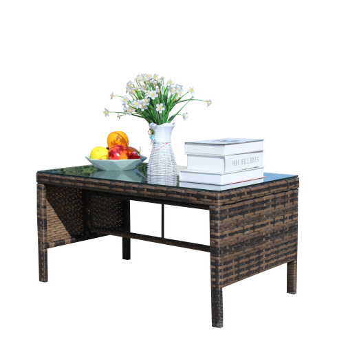 Outdoor Patio Furniture 1 Coffee Table With Clear Tempered Glass — foto 7
