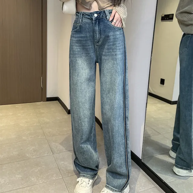 Wide Leg Jeans Women Design Sense High Waist Blue - Shop at LoveMi