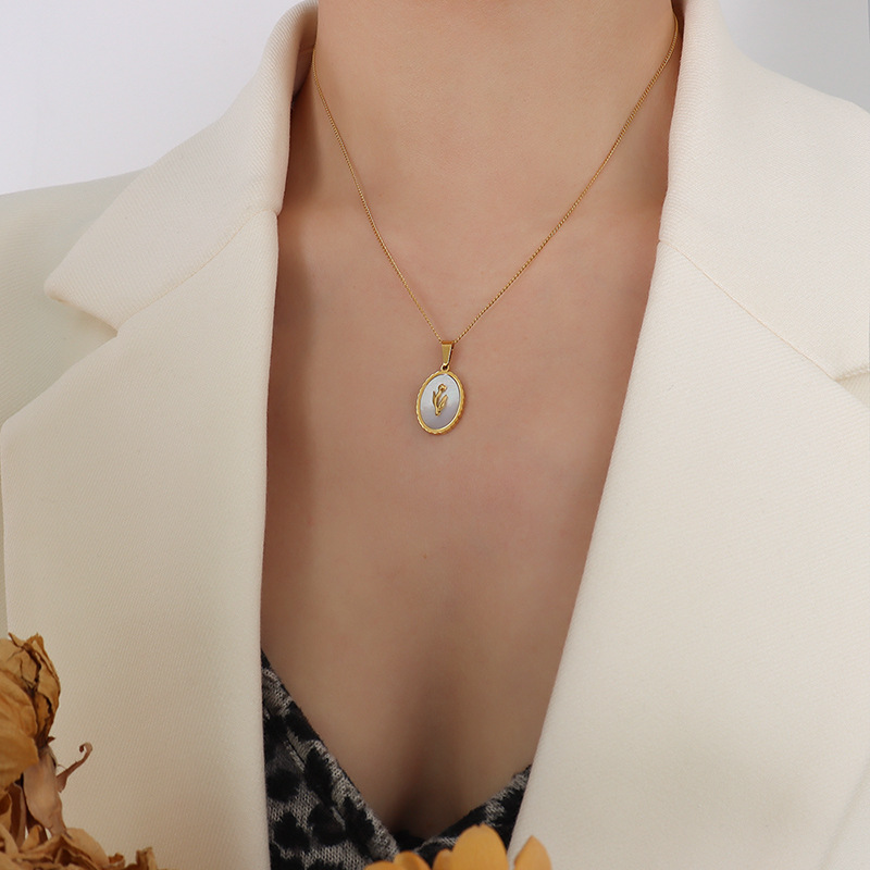 Jewelry Flower Tulip White Sea Shell Necklace Clavicle Chain Female