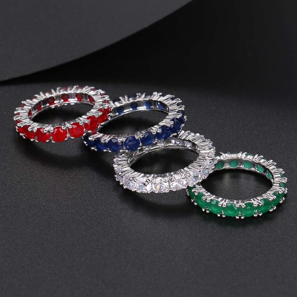 European And American Ring Female Zircon Row Diamond Ring