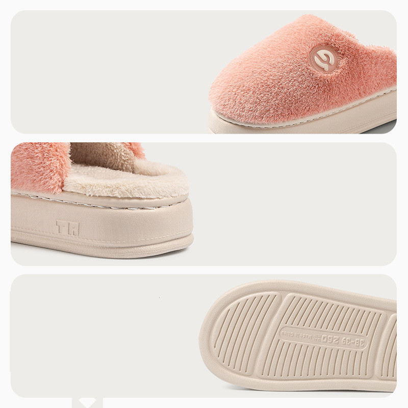 Title 5, Plush Cotton Slippers Female Indoor Platform Ho...