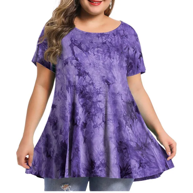 Women's New Fashion Round Neck Printing Large Size Short Sleeves Pattern7 4Xl - Shop at LoveMi