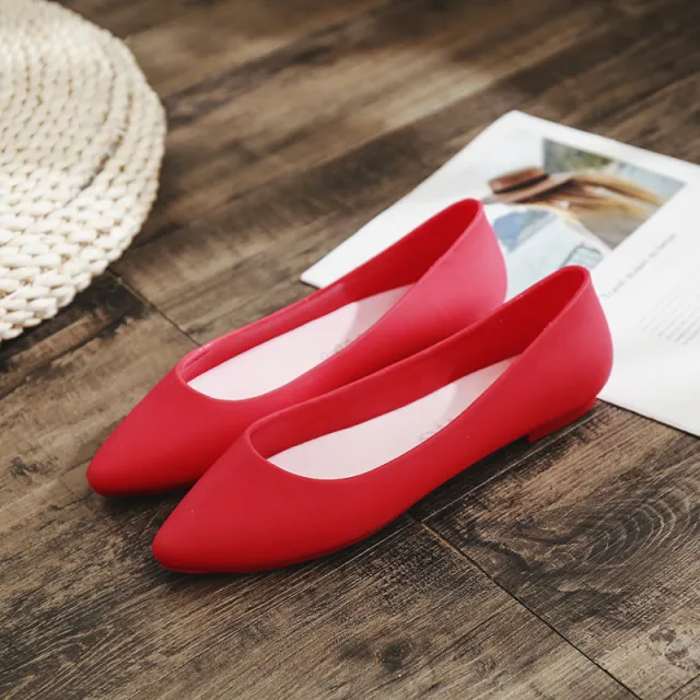 Women's Solid Color Flat heel Pointed Sandals Red - Shop at LoveMi