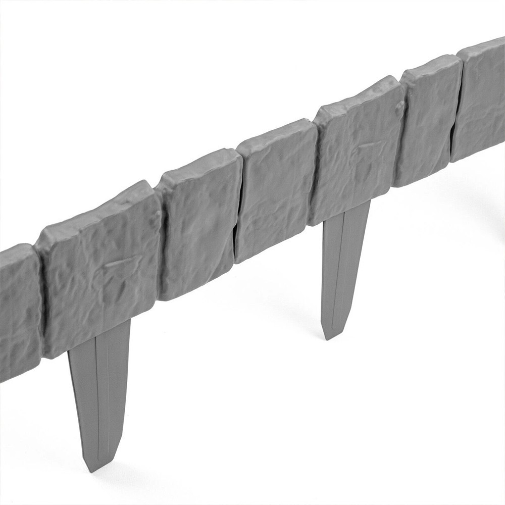 50 Pack Lawn Edging Cobbled Stone Effect Plastic Garden Hammer In Grey