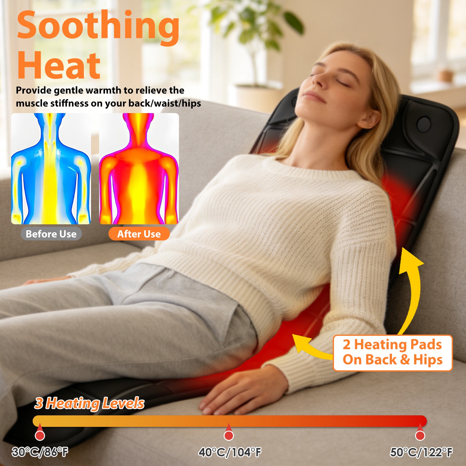 Vibration Massage Mat With Heat Full Body Massage Mattress Pad Electric Heated Massager With 10 Motors 9 Modes 9 Intensities 3 Heating Levels 3 Timer With Storage Bag Earplugs Car Charger For Neck Ba