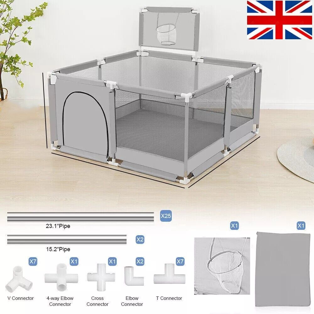 Large Playpen Portable Child Safety Yard Activity Center With Basketball Hoop UK — image 7