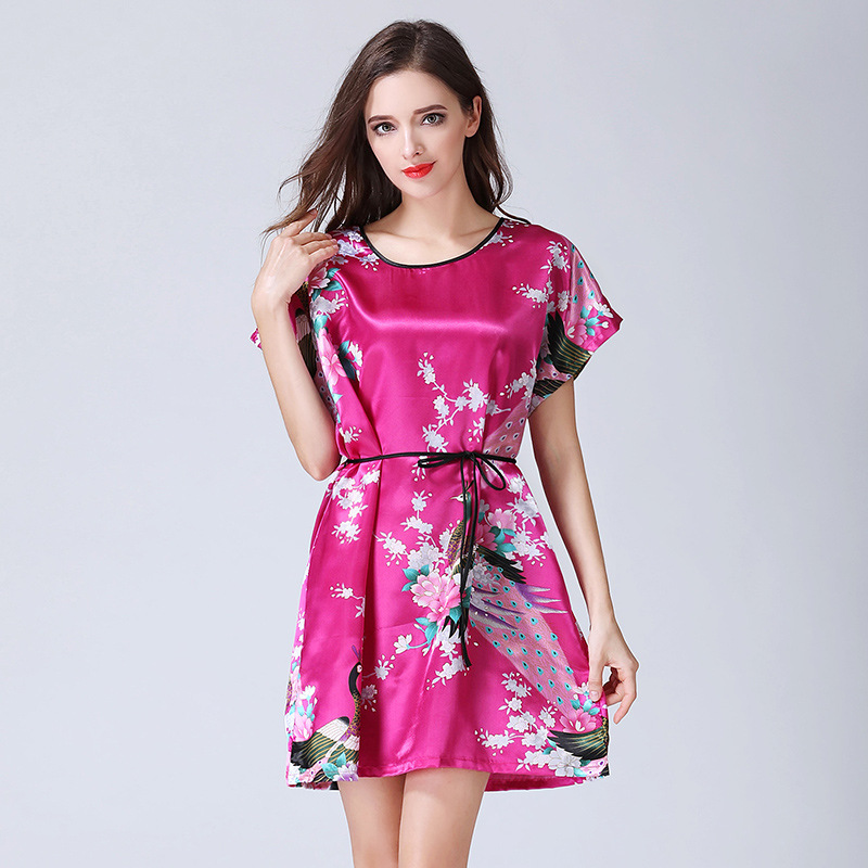 Title 1, Imitation Silk Nightdress Round Neck And Thin B...